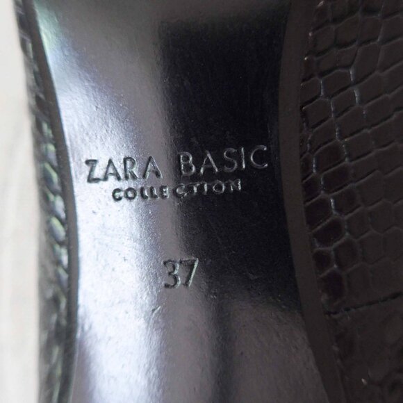 Zara Women 37 Black Faux Python Stiletto Heels - Picture 9 of 12